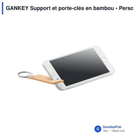 Porte-clés en bambou personnalisable avec logo pour entreprises - Image 1