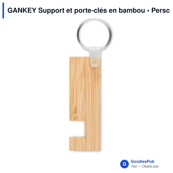 Porte-clés en bambou personnalisable avec logo pour entreprises - Image 3