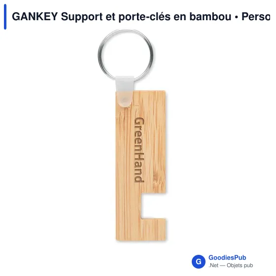 Porte-clés en bambou personnalisable avec logo pour entreprises - Image 4