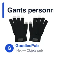 Gants personnalisables avec 3 embouts pour écran tactile - Elenaavec logo - Miniature 1