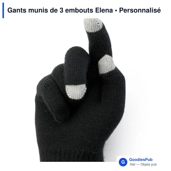 Gants personnalisables avec 3 embouts pour écran tactile - Elenaavec logo - Image 3