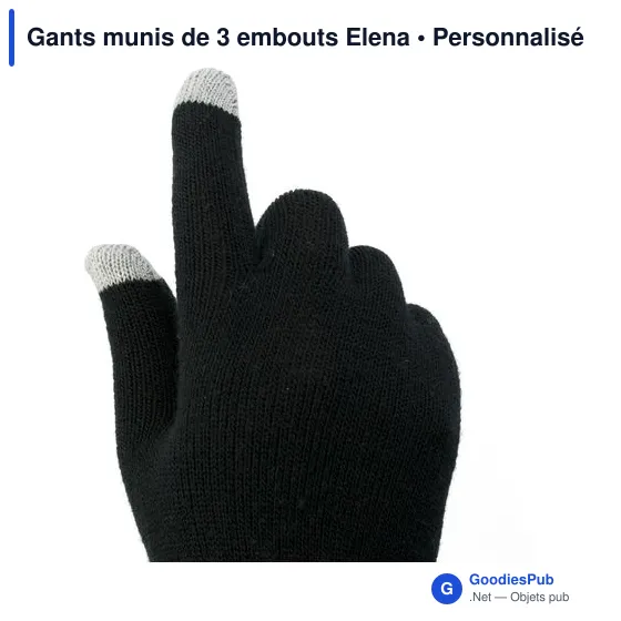 Gants personnalisables avec 3 embouts pour écran tactile - Elenaavec logo - Image 4