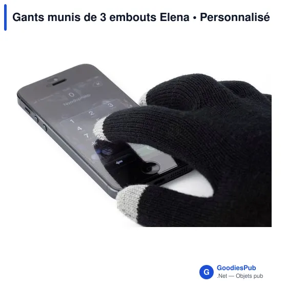 Gants personnalisables avec 3 embouts pour écran tactile - Elenaavec logo - Image 5