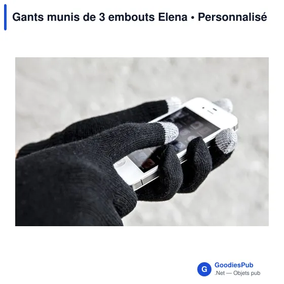 Gants personnalisables avec 3 embouts pour écran tactile - Elenaavec logo - Image 6