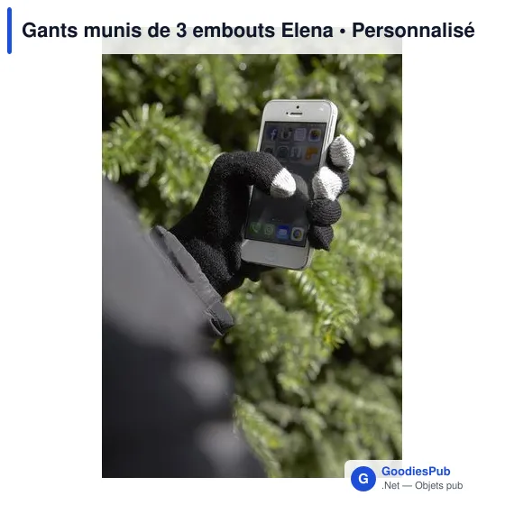 Gants personnalisables avec 3 embouts pour écran tactile - Elenaavec logo - Image 7