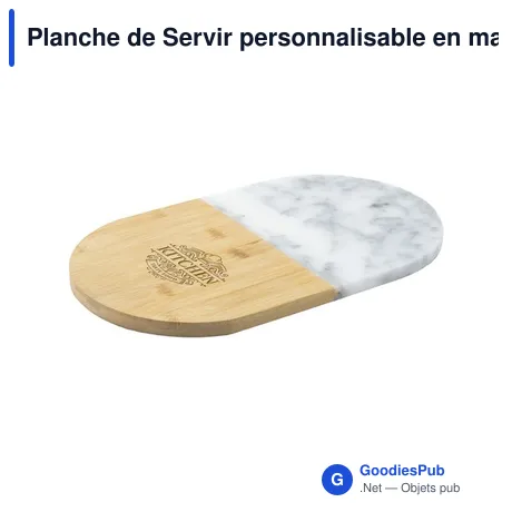 Planche de Servir personnalisable en marbre et bambou - Garciaavec logo