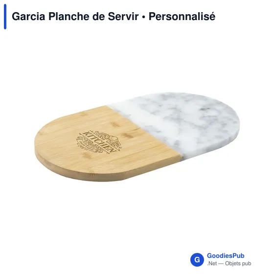Planche de Servir personnalisable en marbre et bambou - Garciaavec logo - Image 1