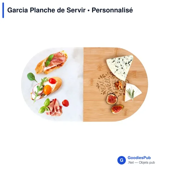 Planche de Servir personnalisable en marbre et bambou - Garciaavec logo - Image 3