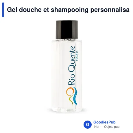 Gel douche et shampooing personnalisable 50 ml avec logo - Made in Europe
