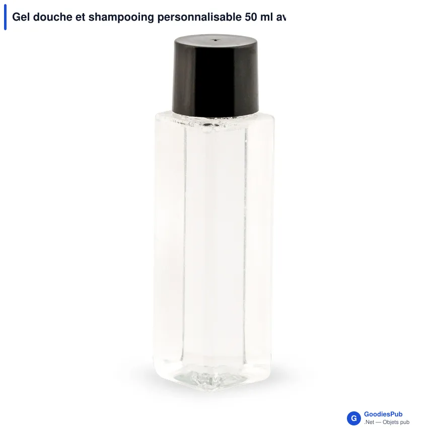Gel douche et shampooing personnalisable 50 ml avec logo - Made in Europe - Image 2