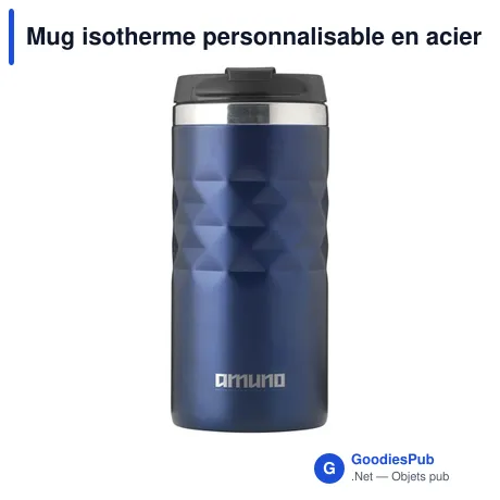Mug isotherme personnalisable en acier inoxydable recyclé avec logo