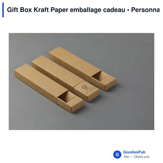 Boîte cadeau personnalisable en papier kraft pour stylos - Gift Box Kraftavec logo - Image 1
