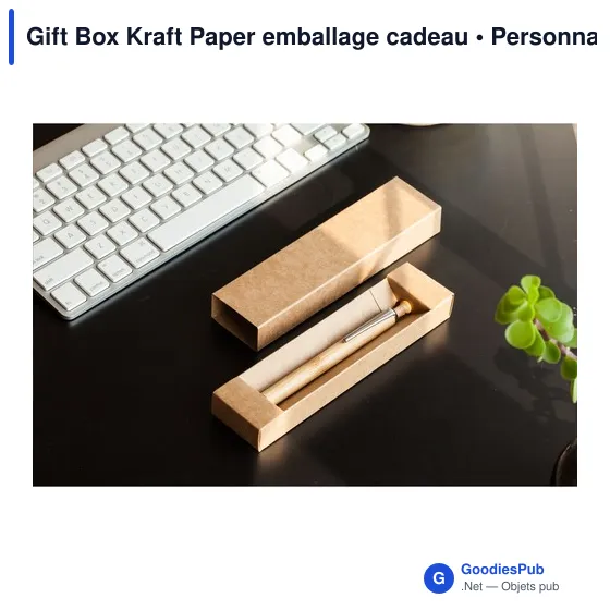 Boîte cadeau personnalisable en papier kraft pour stylos - Gift Box Kraftavec logo - Image 3
