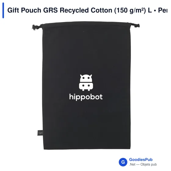 Sac cadeau personnalisable en coton recyclé avec logo - Gift Pouch GRS - Image 1