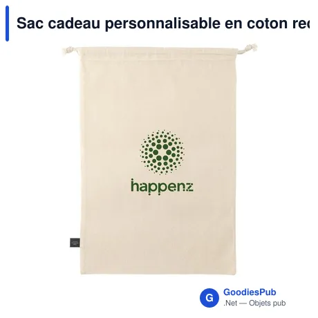 Sac cadeau personnalisable en coton recyclé avec logo - Gift Pouch Naturel GRS