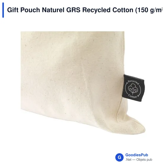 Sac cadeau personnalisable en coton recyclé avec logo - Gift Pouch Naturel GRS - Image 2