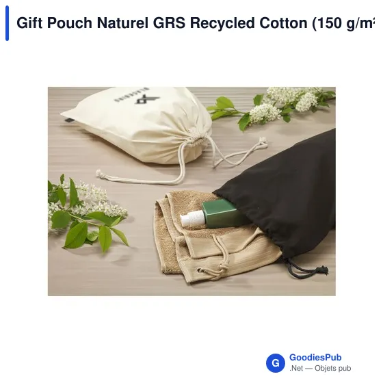 Sac cadeau personnalisable en coton recyclé avec logo - Gift Pouch Naturel GRS - Image 3