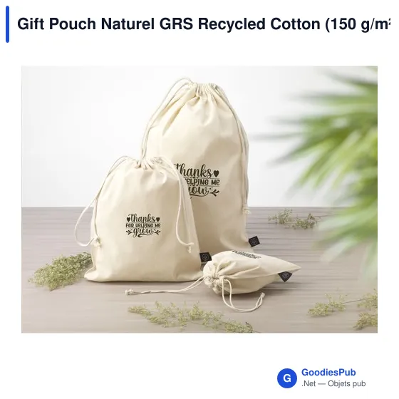Sac cadeau personnalisable en coton recyclé avec logo - Gift Pouch Naturel GRS - Image 4