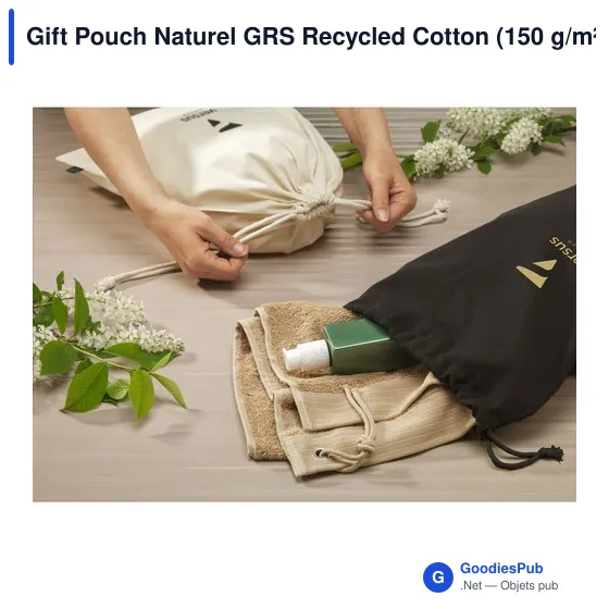 Sac cadeau personnalisable en coton recyclé avec logo - Gift Pouch Naturel GRS - Image 5