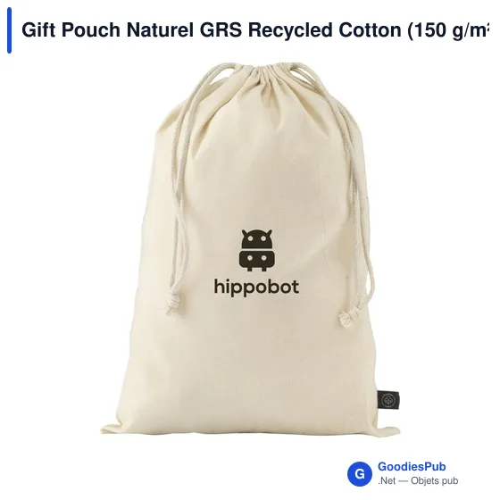 Sac cadeau personnalisable en coton recyclé avec logo - Gift Pouch Naturel GRS - Image 6