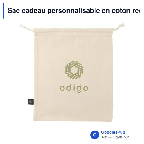 Sac cadeau personnalisable en coton recyclé avec logo - Gift Pouch Naturel GRS