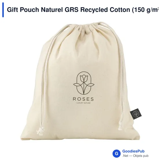 Sac cadeau personnalisable en coton recyclé avec logo - Gift Pouch Naturel GRS - Image 5