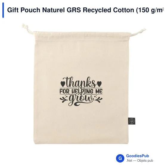 Sac cadeau personnalisable en coton recyclé avec logo - Gift Pouch Naturel GRS - Image 6