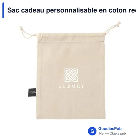 Sac cadeau personnalisable en coton recyclé avec logo - Gift Pouch Naturel GRS