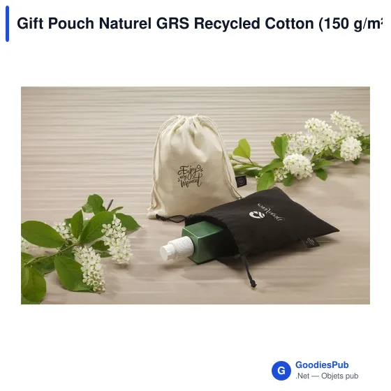Sac cadeau personnalisable en coton recyclé avec logo - Gift Pouch Naturel GRS - Image 3