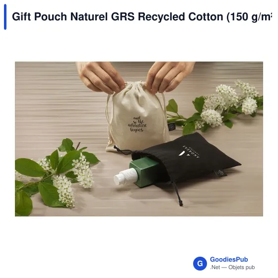 Sac cadeau personnalisable en coton recyclé avec logo - Gift Pouch Naturel GRS - Image 5