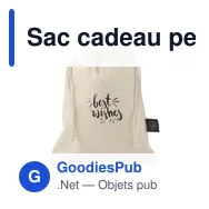 Sac cadeau personnalisable en coton recyclé avec logo - Gift Pouch Naturel GRS - Miniature 6
