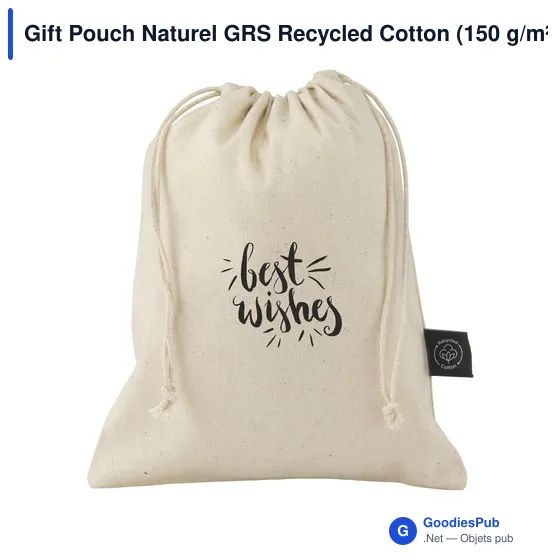 Sac cadeau personnalisable en coton recyclé avec logo - Gift Pouch Naturel GRS - Image 6