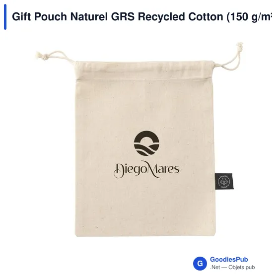 Sac cadeau personnalisable en coton recyclé avec logo - Gift Pouch Naturel GRS - Image 7
