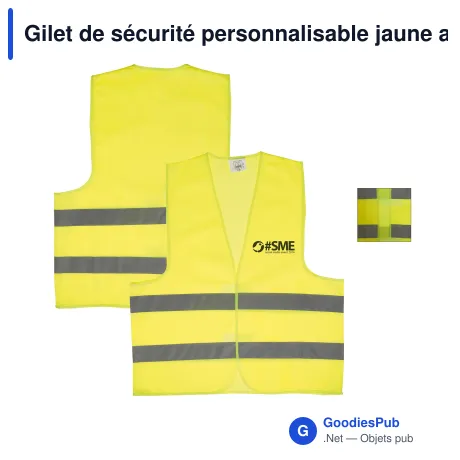 Gilet de sécurité personnalisable jaune avec logo - Adulte