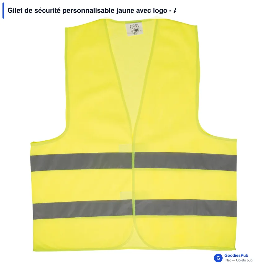 Gilet de sécurité personnalisable jaune avec logo - Adulte - Image 2