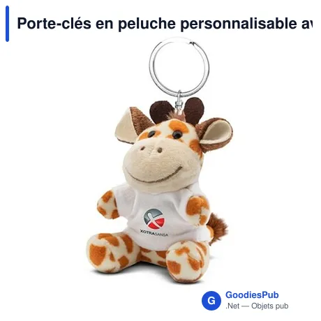 Porte-clés en peluche personnalisable avec logo - Girafe Lizzy