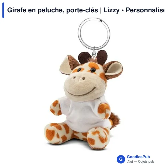 Porte-clés en peluche personnalisable avec logo - Girafe Lizzy - Image 4