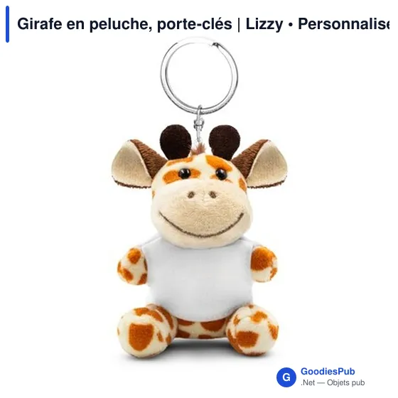 Porte-clés en peluche personnalisable avec logo - Girafe Lizzy - Image 5