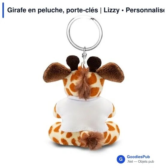 Porte-clés en peluche personnalisable avec logo - Girafe Lizzy - Image 6