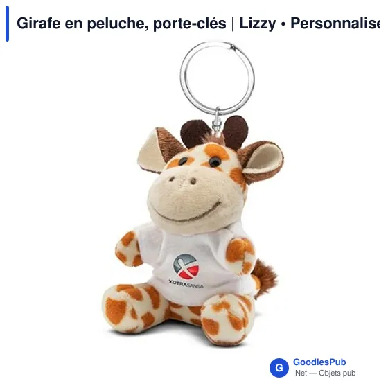 Porte-clés en peluche personnalisable avec logo - Girafe Lizzy - Image 9
