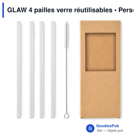 GLAW 4 pailles verre réutilisables