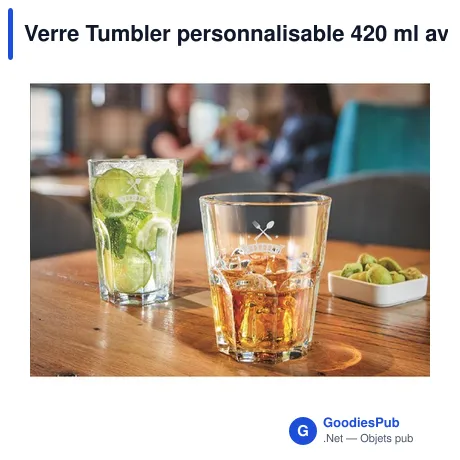 Verre Tumbler personnalisable 420 ml avec logo - Glory