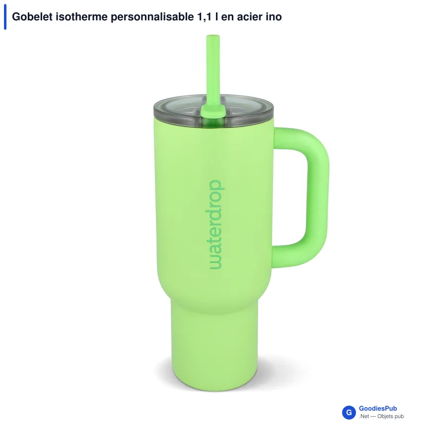 Gobelet isotherme personnalisable 1,1 l en acier inoxydable avec logo - Waterdrop Explorer - Image 2