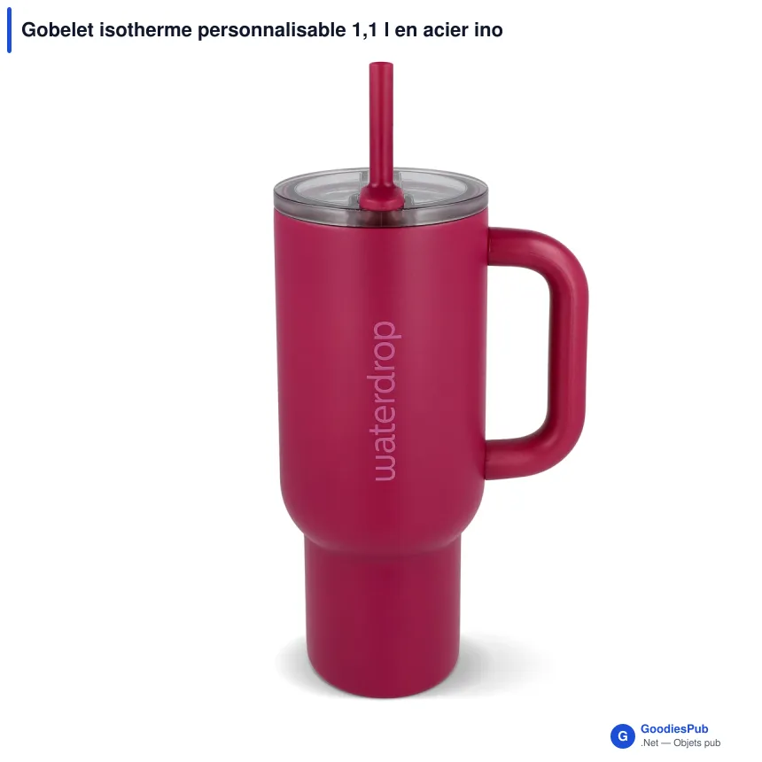 Gobelet isotherme personnalisable 1,1 l en acier inoxydable avec logo - Waterdrop Explorer - Image 3