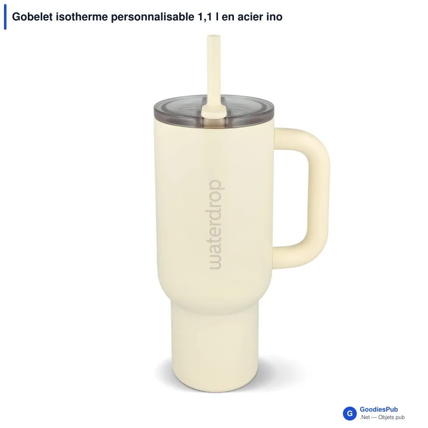 Gobelet isotherme personnalisable 1,1 l en acier inoxydable avec logo - Waterdrop Explorer - Image 4