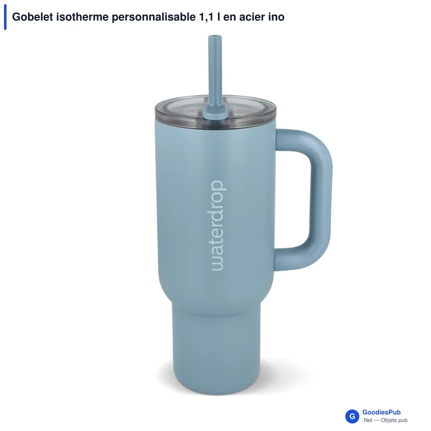 Gobelet isotherme personnalisable 1,1 l en acier inoxydable avec logo - Waterdrop Explorer - Image 5