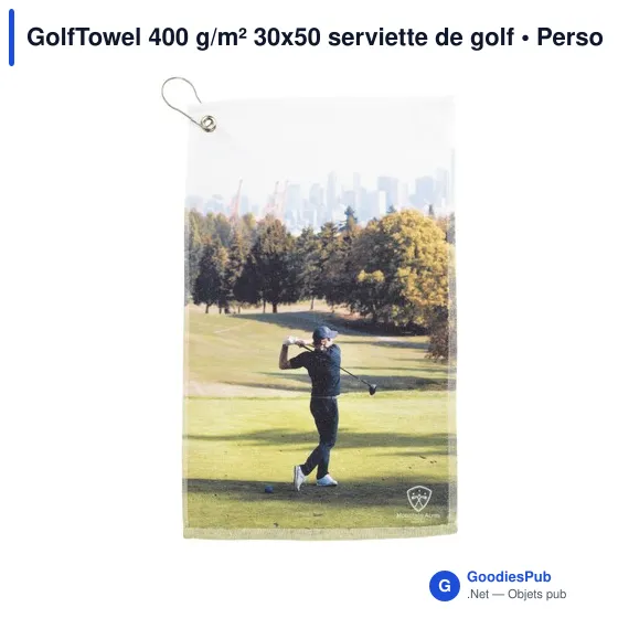 Serviette de golf personnalisable avec logo - GolfTowel 400 g/m² - Image 1