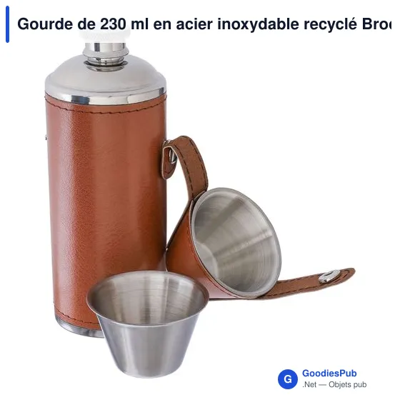 Gourde de 230 ml en acier inoxydable recyclé Brock - Image 3