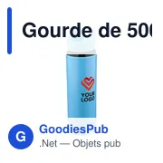 Gourde de 500 ml en acier inoxydable recyclé Zeno - Miniature 16