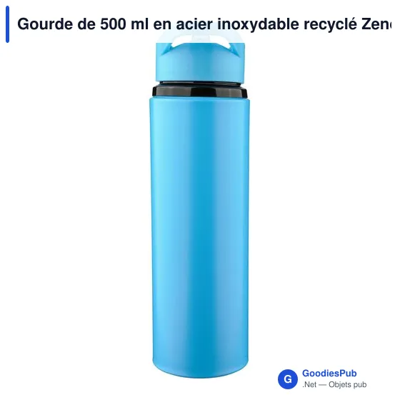 Gourde de 500 ml en acier inoxydable recyclé Zeno - Image 25
